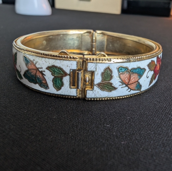 Vintage Cloisonne Hinged Bangle - Picture 8 of 14